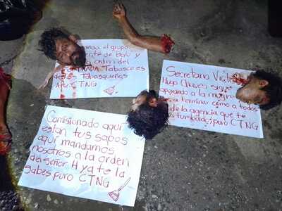 Photos of the Dismembered Bodies Left Today in Tabasco