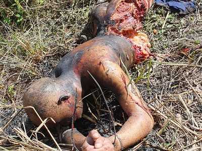 Bbq time, remains of burned man