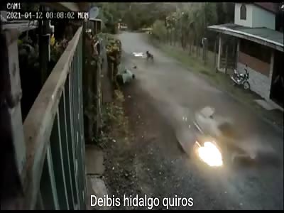 Biker hits pedestrian.