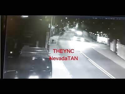 He leaves the bus in a hurry and is run over.