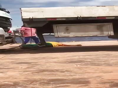 Man crushed by truck dies in hospital