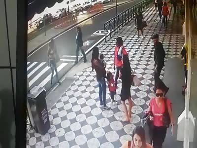 Old man is crushed by bus now in Sorocaba Sao Paulo