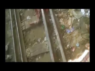 Onlookers Stare at Man Shredded Apart by a Train 