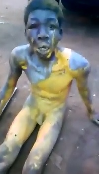 This Guy looks like Ronald McDonald after his Beatdown 