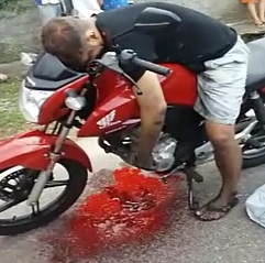 Dude Executed on his Motorcycle 