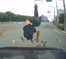 Scooter Rider Rag Dolled (Dash Cam)