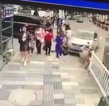Car Plays Pedestrian Bowling.. Gets a Strike! 