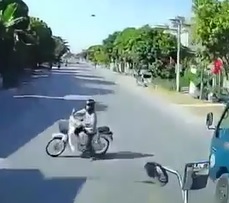 Biker Squashed Like a Bug