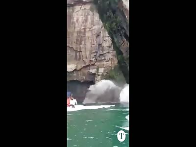 BRAZIL STONE WALL FALL different Angles and slow mo