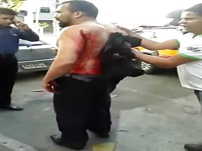 MAN ARRESTED AFTER STABBING SECURITY GUARD