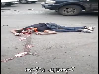 MOTORCYCLIST WITH SHATTERED HEAD 