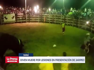 YOUNG MAN IS KILLED BY BULL 