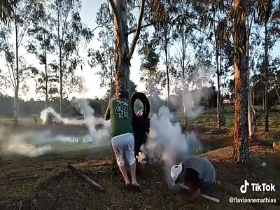 IDIOTS PLAYNG WITH FIREWORKS