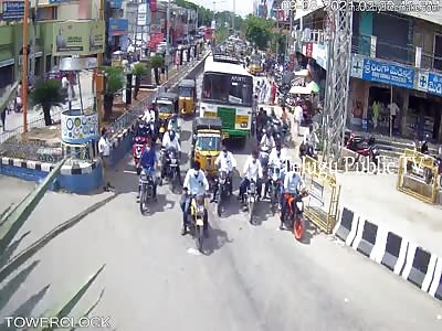 WOMAN LEG BEING CRUSHED BY BUS