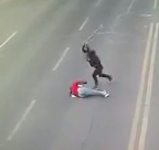 Driver with stick hits passenger in Head. 