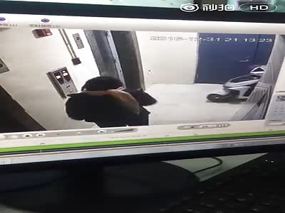 Bad Idea: Man rides scooter into elevator.