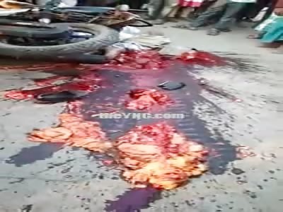 (Other Angle) Man Crushed By Truck 