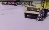 Motociclyst Crushed By Truck