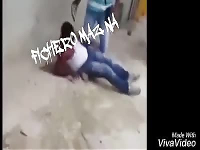 black thief hit with stones