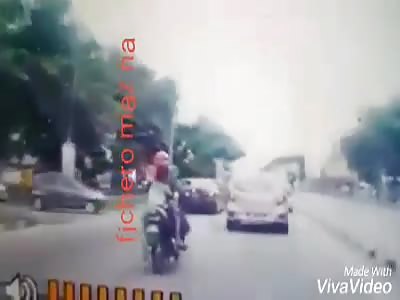 Falls asleep and entangles his foot in the wheel of the motorcycle