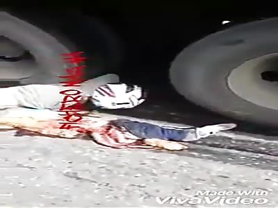 Truck passed over a motorcyclist