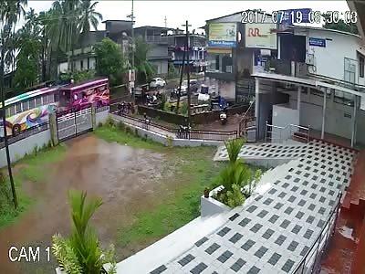 Frontal crash between bus