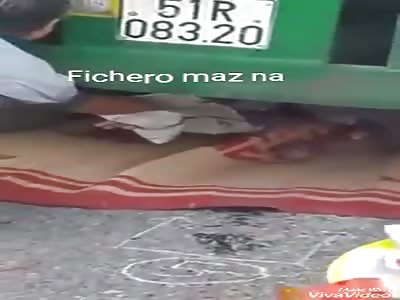 Man is pulled under a truck that crushes him