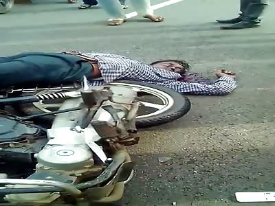 Dead on his motorcycle