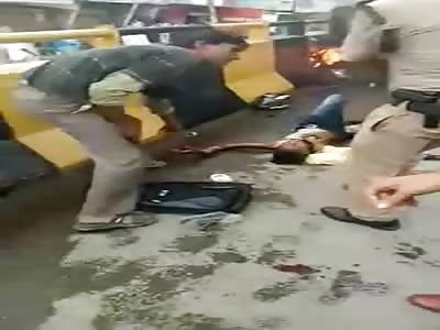 Truck drives motorcyclists