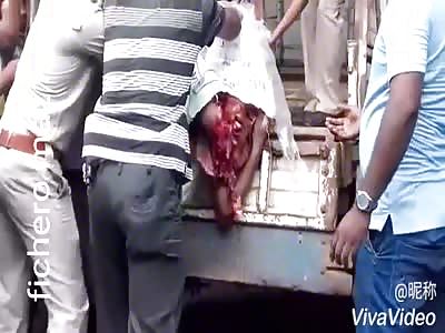 Head totally crushed