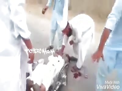 ACCIDENT: motorcyclists suffer terrible accident and are lying on the pavement