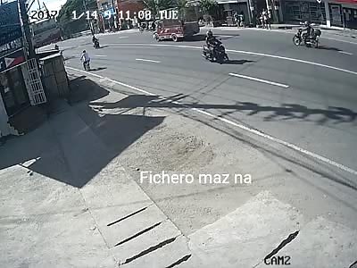 MOTORCYCLE ROLLS FATHER AND SON