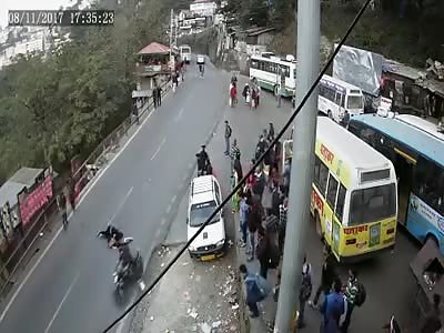 MOTORCYCLIST RUN OVER TO WOMAN
