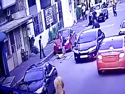 AUTO ROLLS A PEDESTRIAN