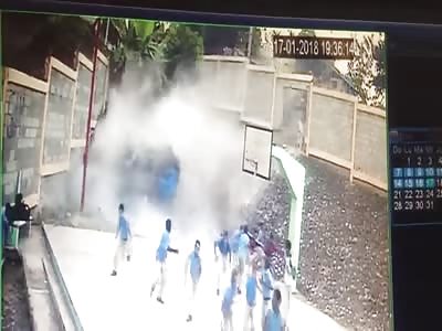 AUTO STARS AGAINST WALL OF PUBLIC SCHOOL