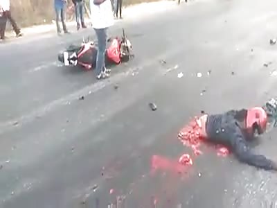 MAN RIPPED IN HALF IN MOTORBIKE CRASH.