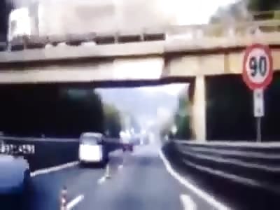 Exact moment when a bridge collapses. 