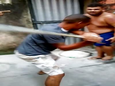 Fat Thief Brutally Beaten With a Baseball Bat
