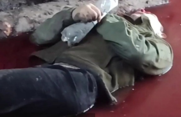 Ukrainian soldiers dead body Floating in pools of blood (better quality)