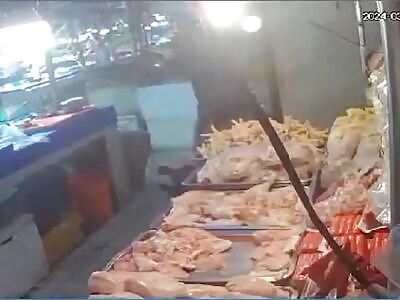 Meat vendor shot in head and killed in busy market (cctv & aftermath)