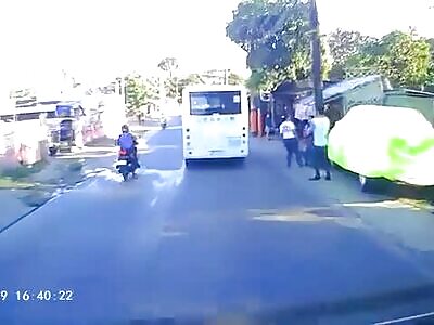  Stupid motorcyclist in a hurry gets pinned behind parked van 