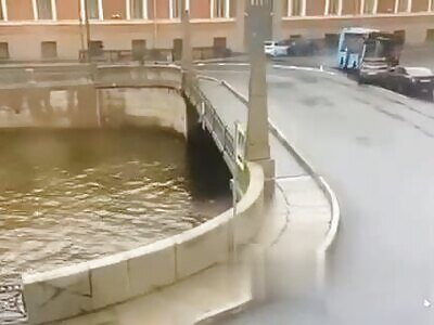 Russia. In St. Petersburg, a passenger bus fell from a bridge