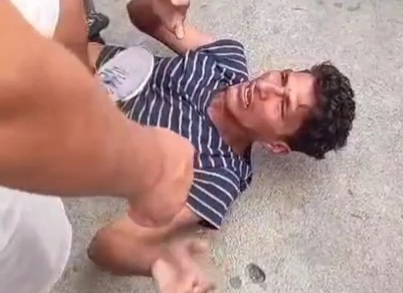 Thief captured tied up and punished hard 