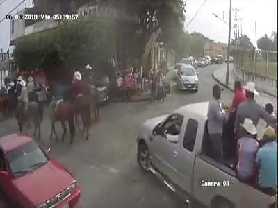 Firework Explodes Inside a Pickup Truck Carrying People