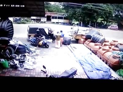 Biker Crushed Between 2 Vehicles in Bus Accident