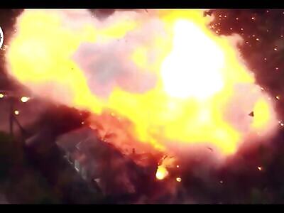 Big explosion of Russian positions