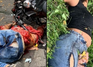 [GUTS OUT FROM VAGINA]COUPLE TRAVELING ON MOTORCYCLE CRASHED BY BUS 