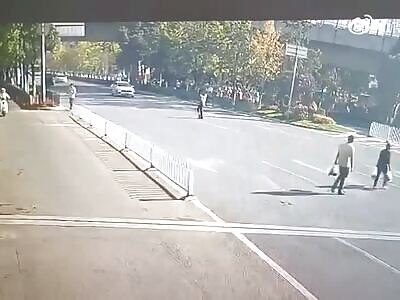 Man Carrying Baby Is Ragdolled By Car & Baby Is Catapulted In The Air 