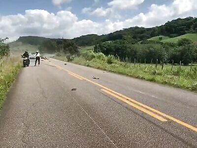 brutal accident with group of motorcyclists