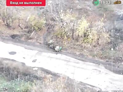 Ukrops left behind their wounded comrade. blown up by Russian drone.